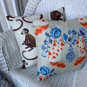 Staffordshire Dog Pillow Cover  Chinoiserie Grandmillennial Cheetah Monkeys